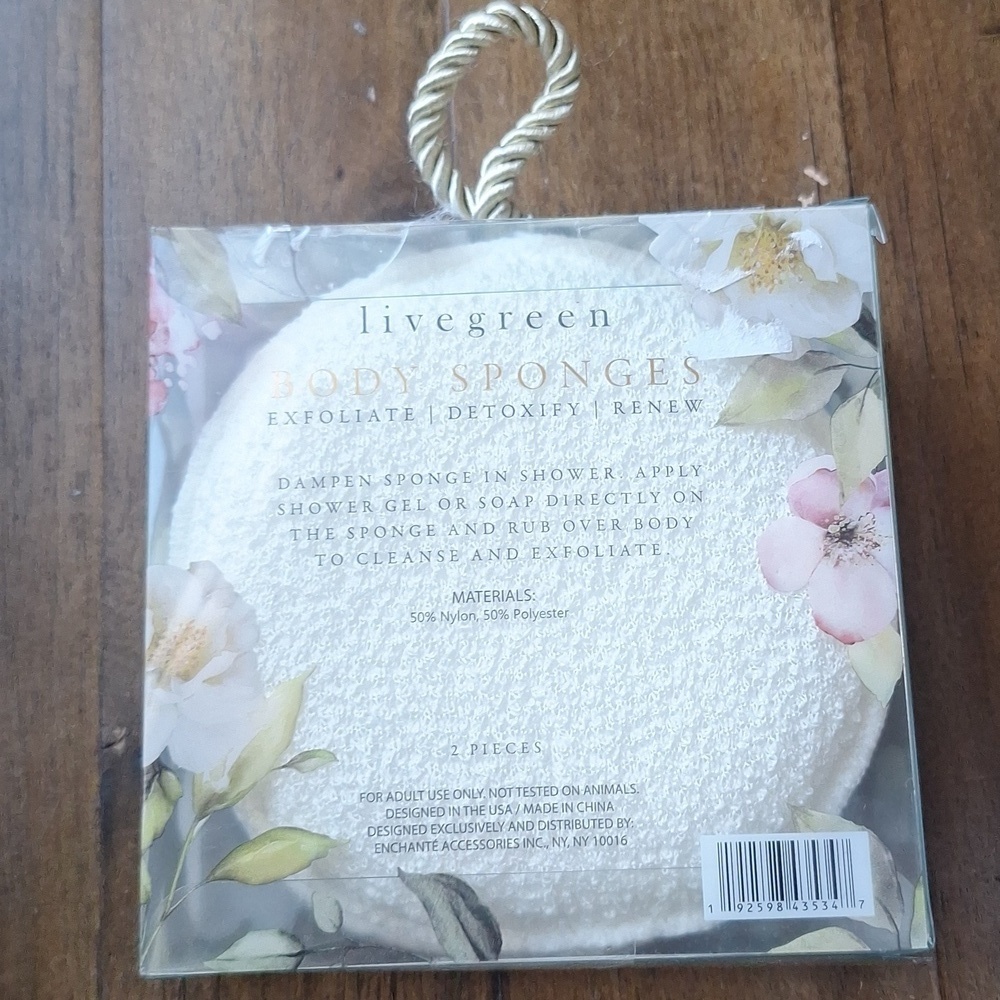 🎁Livegreen Floral Body Sponges 2ct FREE with Bundle Purchase - Picture 3 of 3